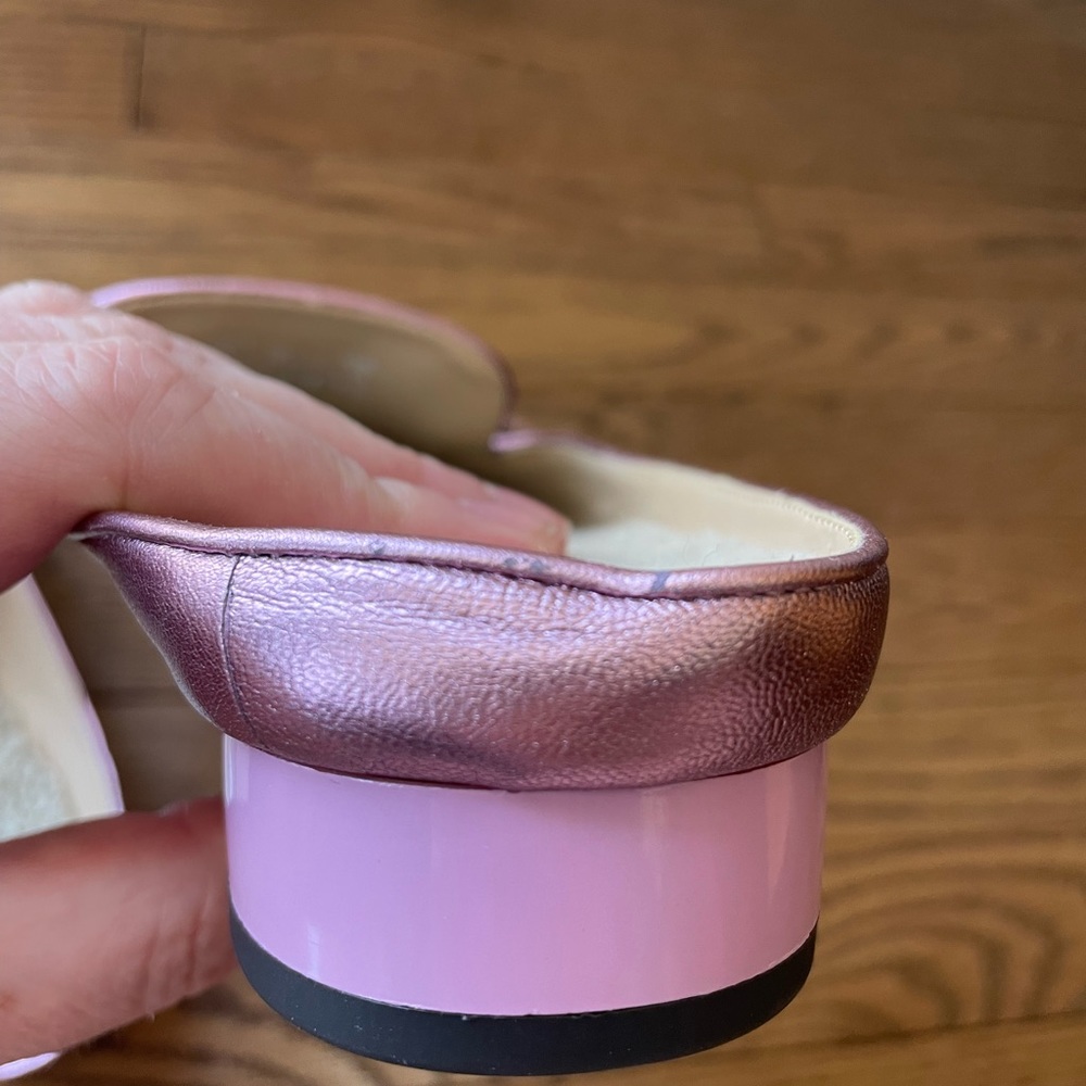 Coach Irene Metallic Pink Barbie Shearling Mule Shoes New - Picture 10 of 16